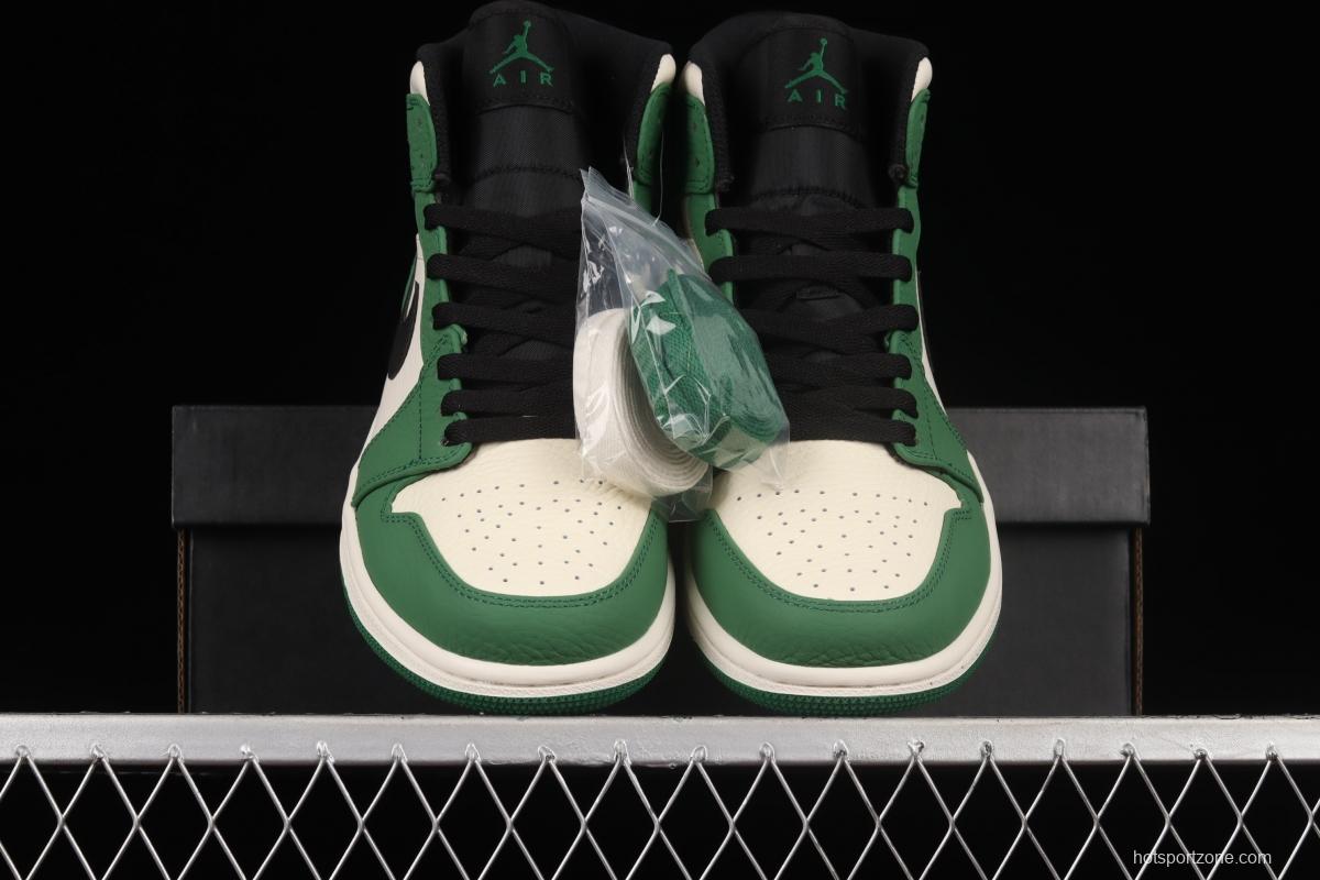 Air Jordan 1 Mid refreshing green toe middle upper basketball shoes 852542-301