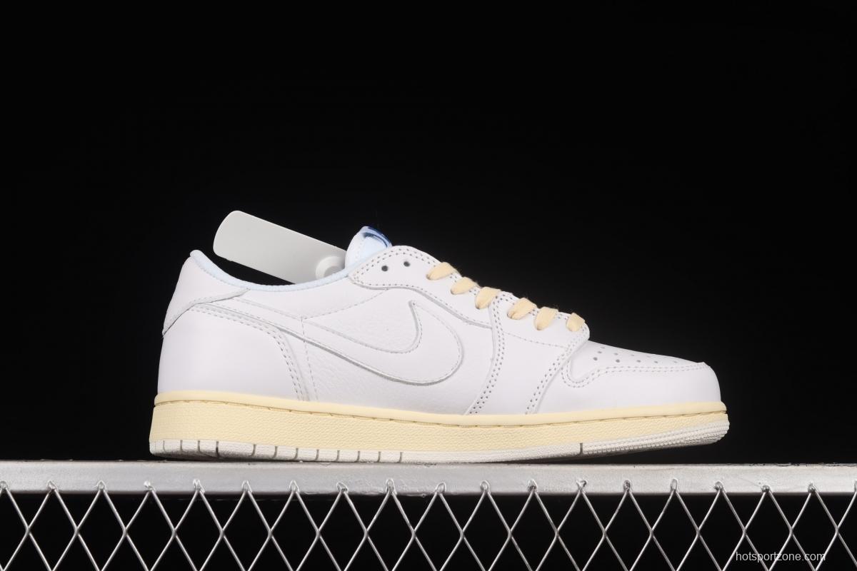 Travis Scott x Air Jordan 1 Low raw rubber white and blue barb low-top cultural sneakers CQ3277-100