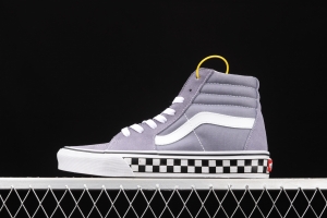 Vans SK8-Hi grey checkerboard classic series of high-top casual board shoes VN0A4U3C2RM