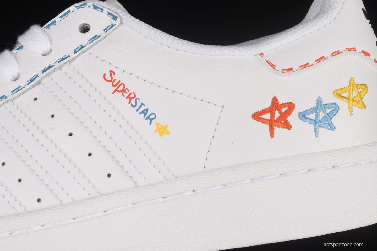 Adidas Originals Superstar GZ3034 shell head child fun graffiti decoration leisure board shoes