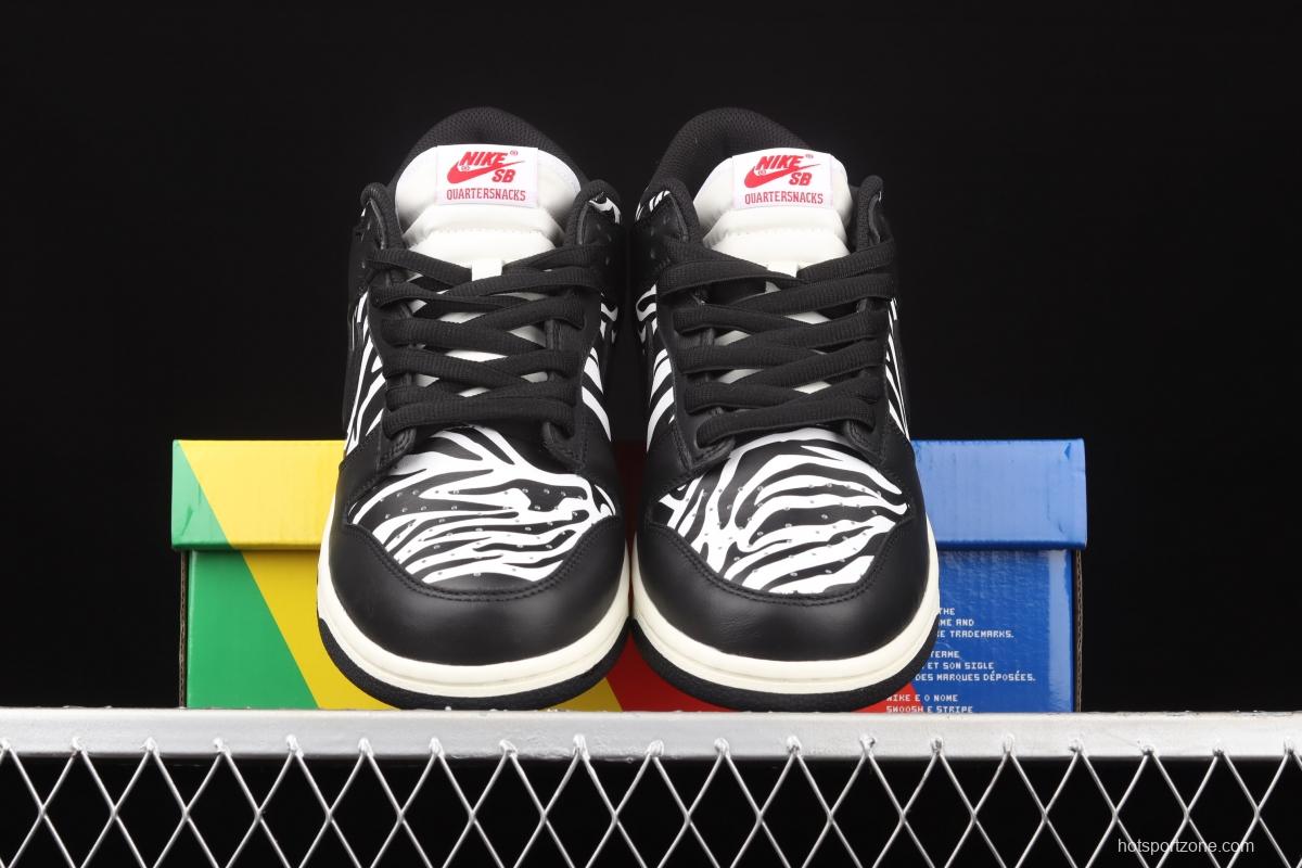 Quartersnacks x NIKE SB DUNK Zebra black and white zebra stripes joint style low-side sports and leisure board shoes DM3510-001