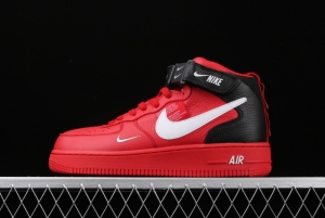 NIKE Air Force 1 Mid'07 Lv8 red and black OW letter casual board shoes 804609-605