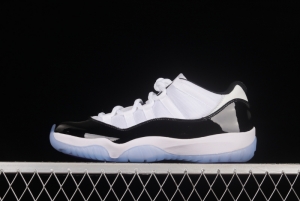 Air Jordan 11 Low Concord 1 Kang buckle white and black real standard real carbon low-top basketball shoes 528895-153
