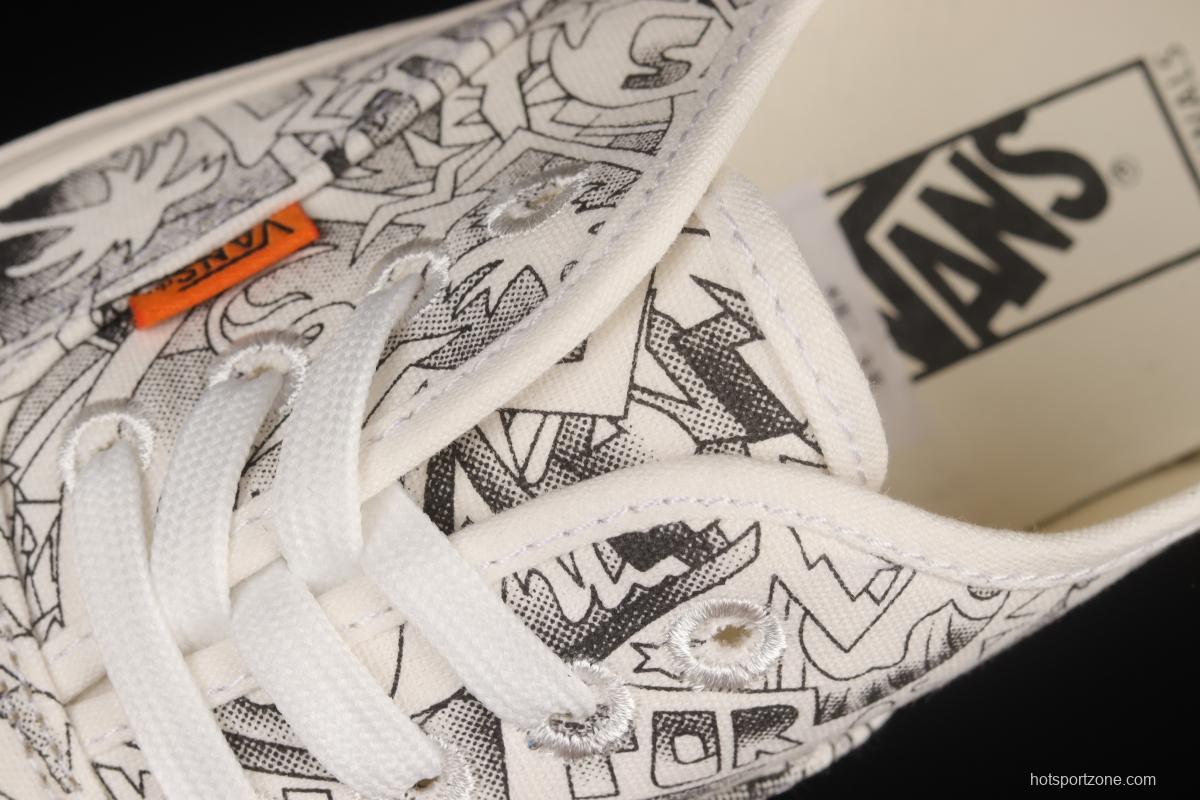 Vans Vault x SNS Joint Black and White Illustration Beach Print Vintage Canvas Sneakers VN0A4BV9676