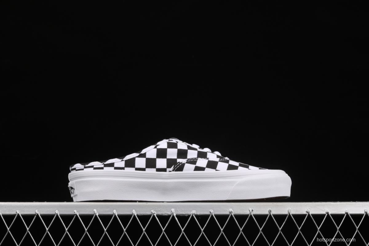 Vans Authentic 2021 summer new Anaheim black and white chessboard VN0A54F75GU lace for lazy half-dragged canvas board shoes