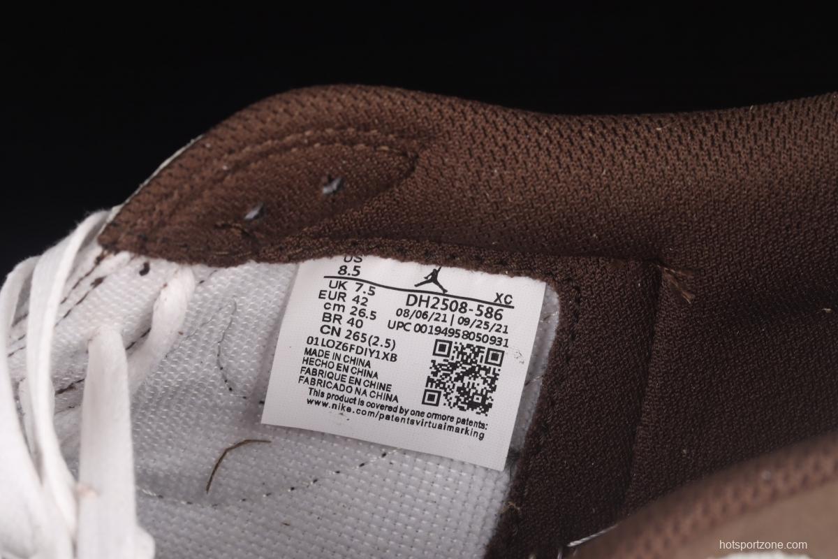 Travis Scott x Air Jordan 1 Low OG inverted white brown suede low top basketball shoes DM2508-586