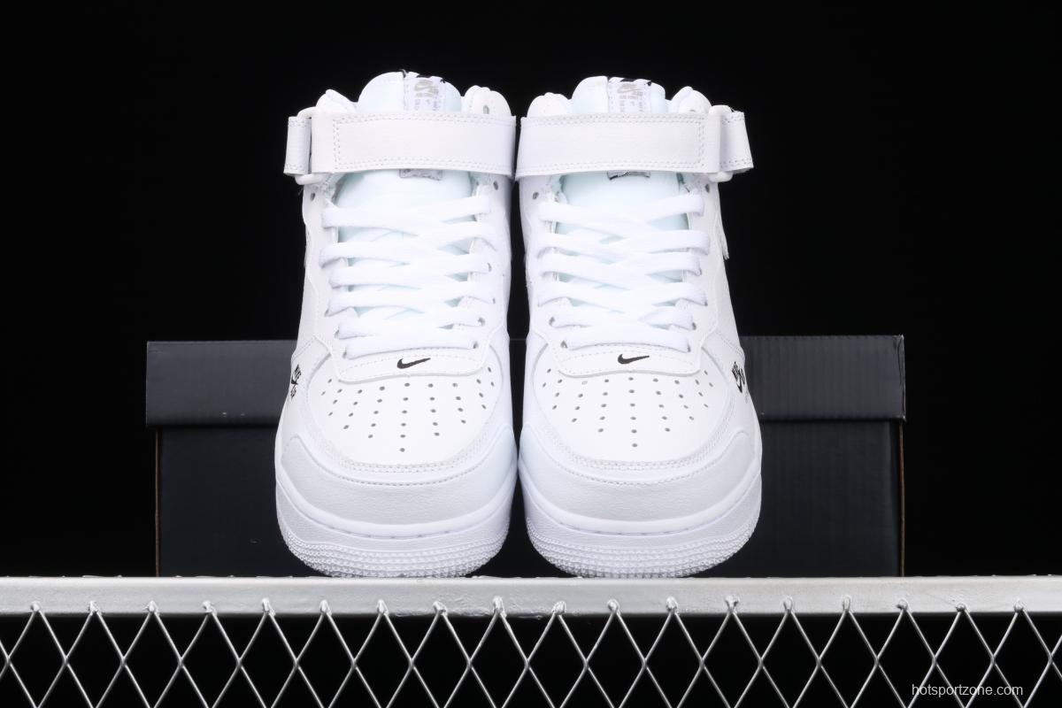 NIKE Air Force 1 Mid Premium ShAdidasow grey all-white side Logo3M reflective board shoes CV3039-108