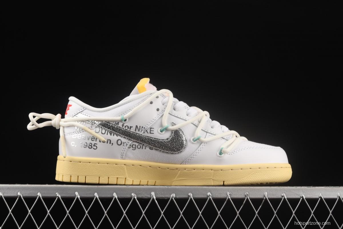 OFF-White x NIKE DUNK Low OW white and gray leisure sports skateboard shoes DM1602-127,