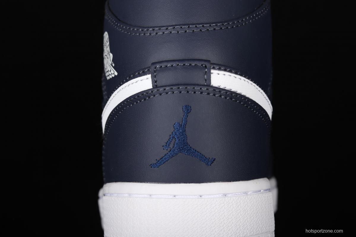 Air Jordan 1 Mid SE dark blue Zhongbang basketball shoes 554724-402