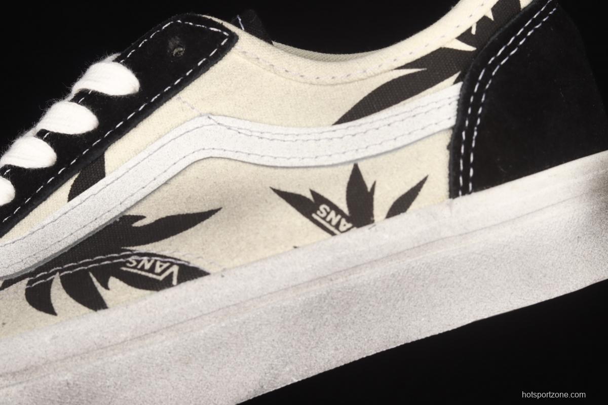 Vans Style 36 Cecon SF half-moon Baotou white print black maple leaf to make the old low-top shoes VN0A3MVLK0A