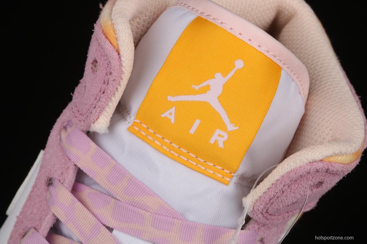 Air Jordan 1 Mid Junior Women's Powder Zhongbang Basketball shoes DC9517-600