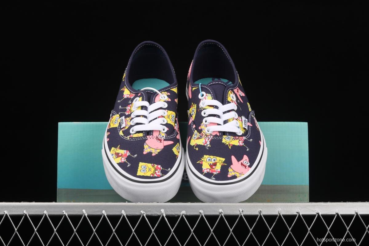 SpongeBob x Vans Comfycush Authentic 2021 joint color printing cartoon customized low-side vulcanized canvas leisure sports board shoes VN0A3WM7YZ1