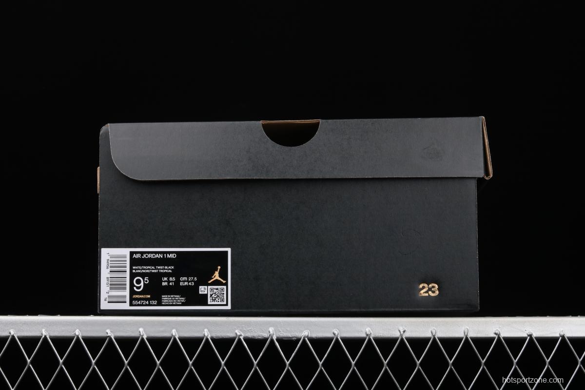Air Jordan 1 Mid black and blue basketball shoes 554724-132