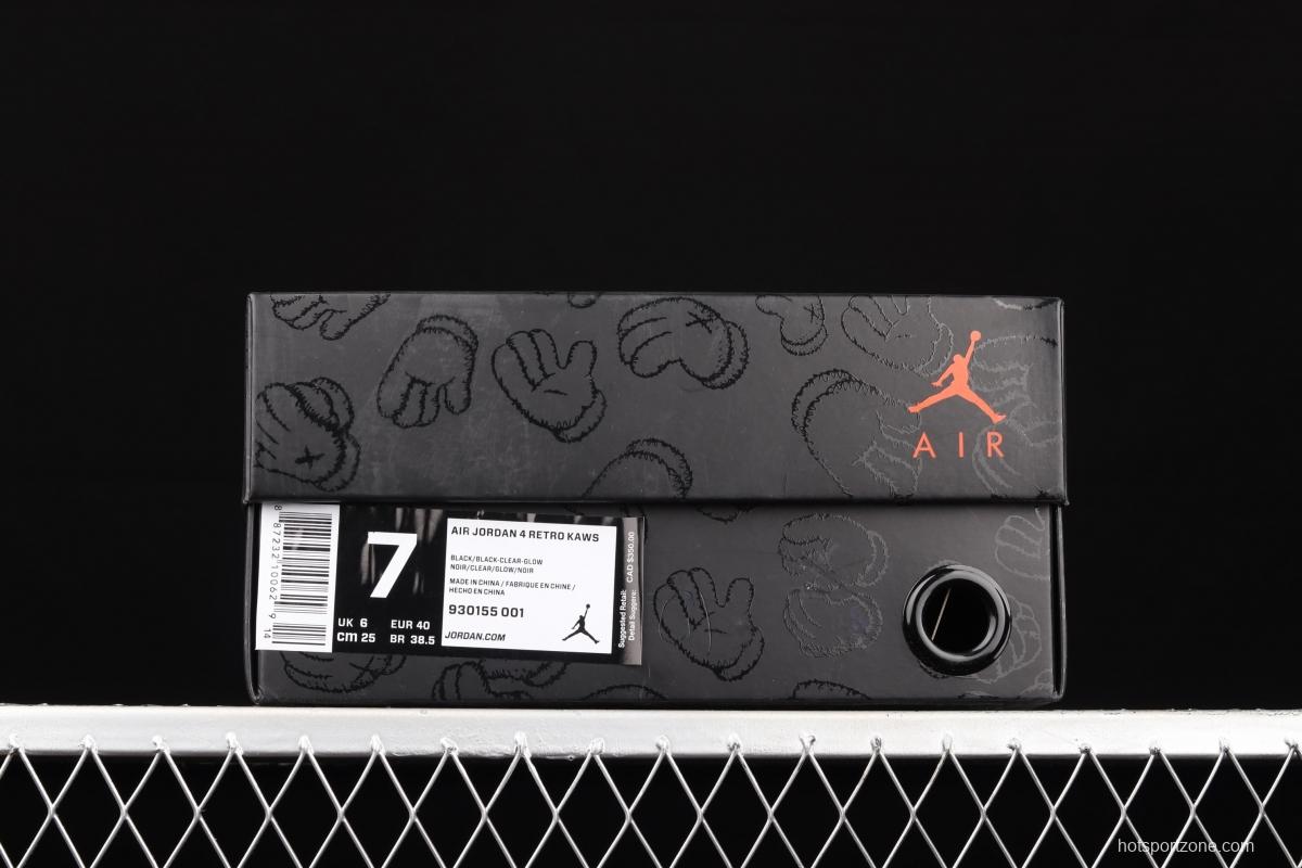 Kaws x Air Jordan 4 Black AJ4 black suede luminous limited edition 930155-001
