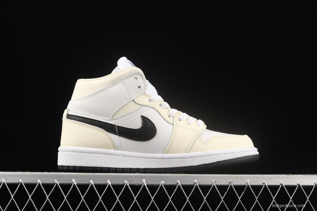 Air Jordan 1 Mid white apricot cream Zhongbang basketball shoes BQ6472-121