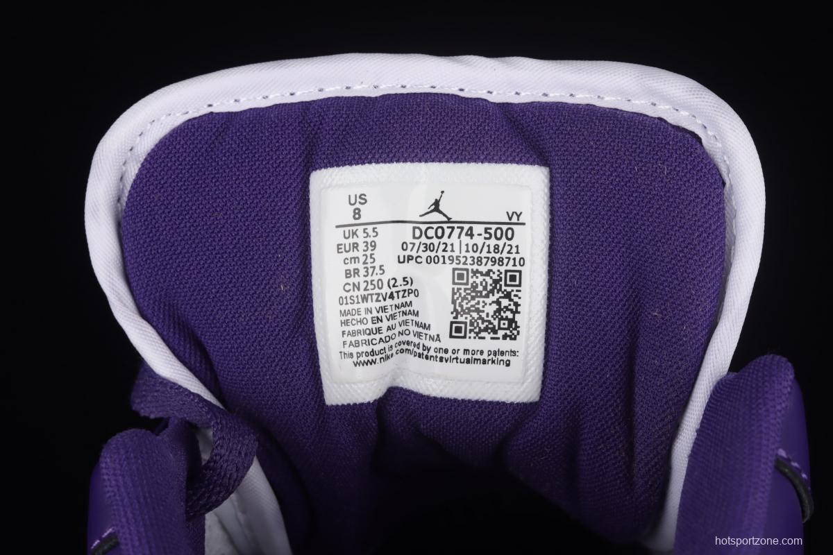 Air Jordan Low White and Purple Coat low-end Culture Leisure Sports Basketball shoes DC0774-500