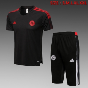 21 22 Bayern Munich Short SLEEVE Dark Grey（With Cropped Trousers）S-2XL D602#