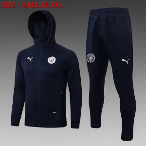 21 22 Manchester City Full Zipper Tracksuit Hoodie Navy F376#