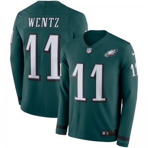 Men's Carson Wentz Green Therma Long Sleeve Player Limited Team Jersey
