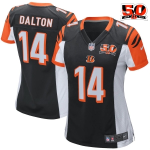 Women's Andy Dalton Black 50th Anniversary Patch Player Limited Team Jersey