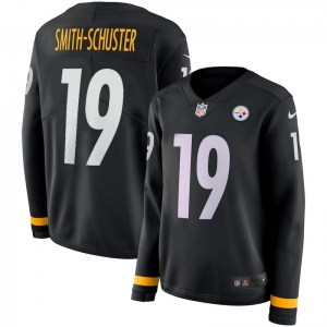 Women's JuJu Smith-Schuster Black Therma Long Sleeve Player Limited Team Jersey