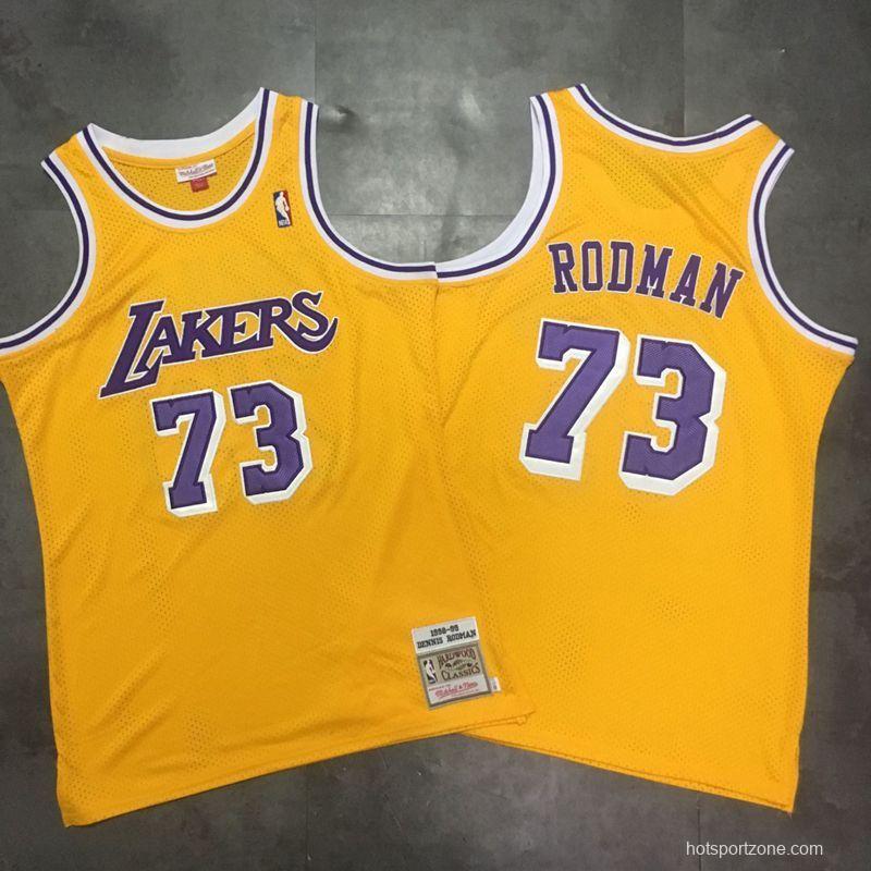 Men's Dennis Rodman Yellow Retro Classic Team Jersey