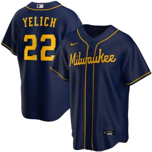 Men's Christian Yelich Navy Alternate 2020 Player Team Jersey