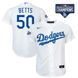 Youth Mookie Betts White 2020 World Series Champions Home Player Team Jersey