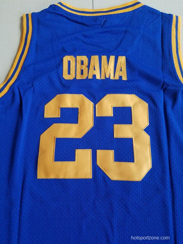 EJ Barack Obama 23 Punahou High Blue Basketbal Jersey