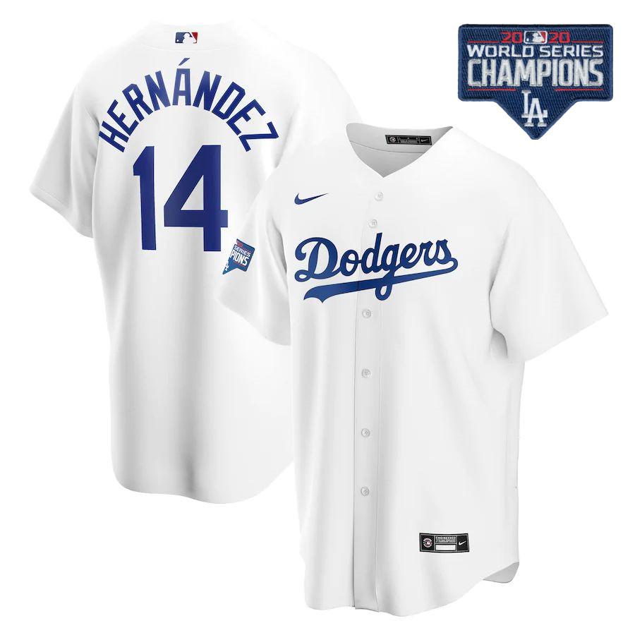 Men's Enrique Hernández White 2020 World Series Champions Home Patch Player Team Jersey