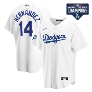 Men's Enrique Hernández White 2020 World Series Champions Home Patch Player Team Jersey