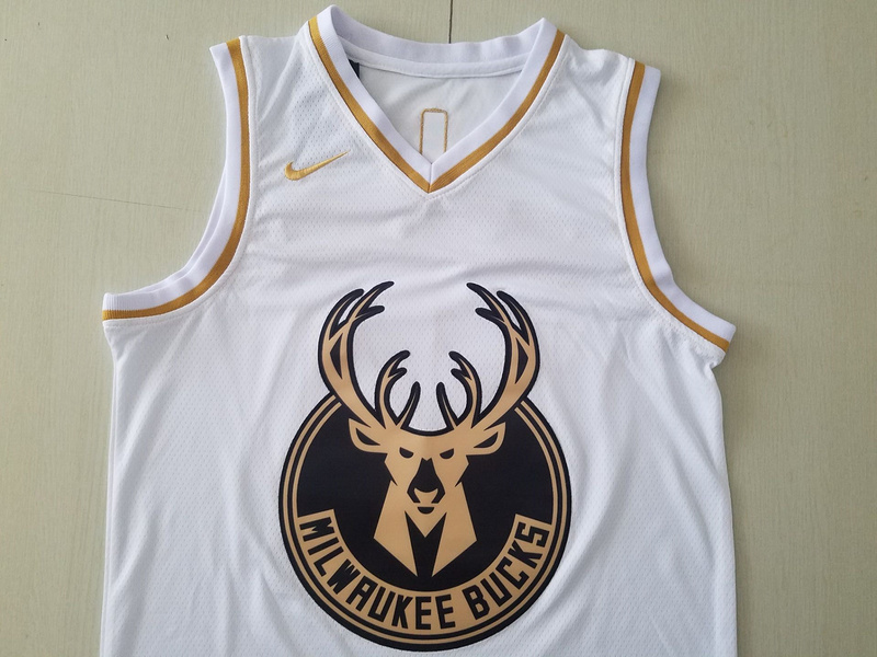 Giannis Antetokounmpo 34 White Golden Edition Jersey