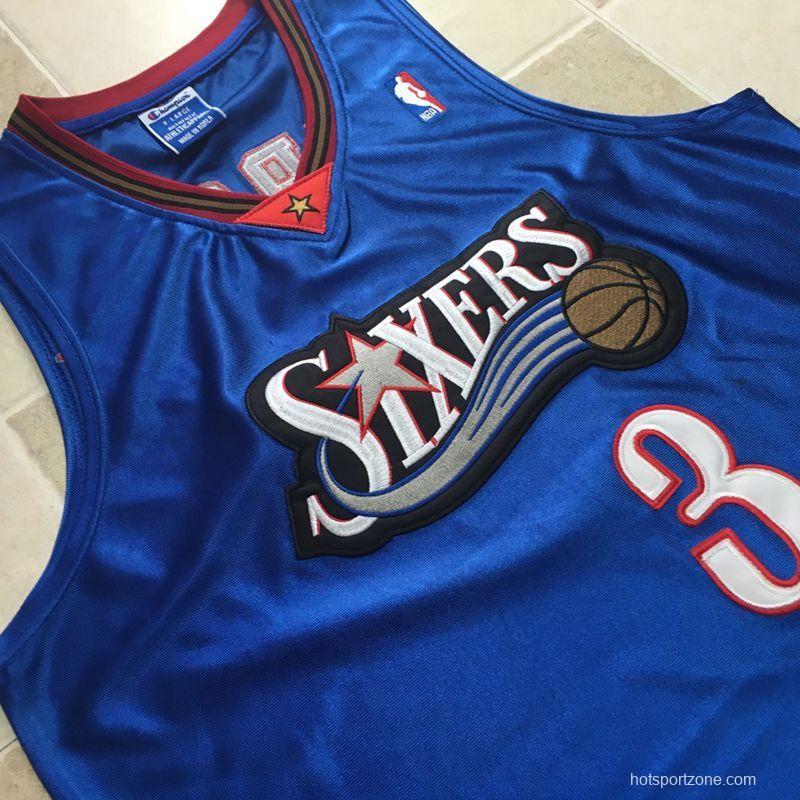 Men's Allen Iverson Blue Retro Classic Team Jersey