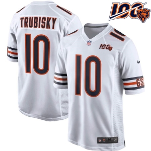 Men's Mitchell Trubisky White 100th Season Player Limited Team Jersey