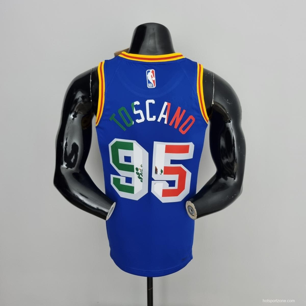 Toscano#95 Golden State Warriors Mexico Exclusive Blue NBA Jersey