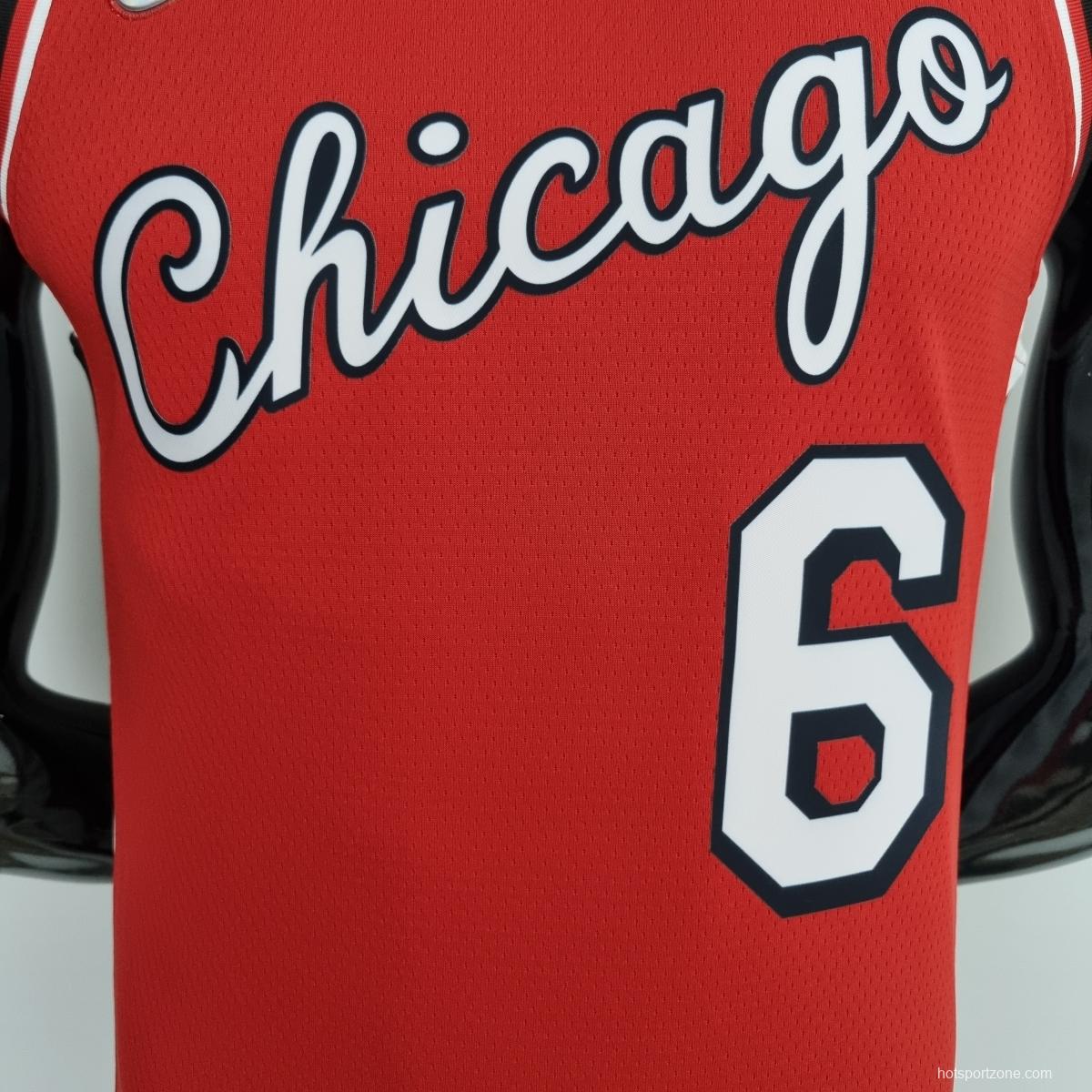 75th Anniversary 2022 Season Chicago Bulls CARUSO #6 City Edition Red NBA Jersey