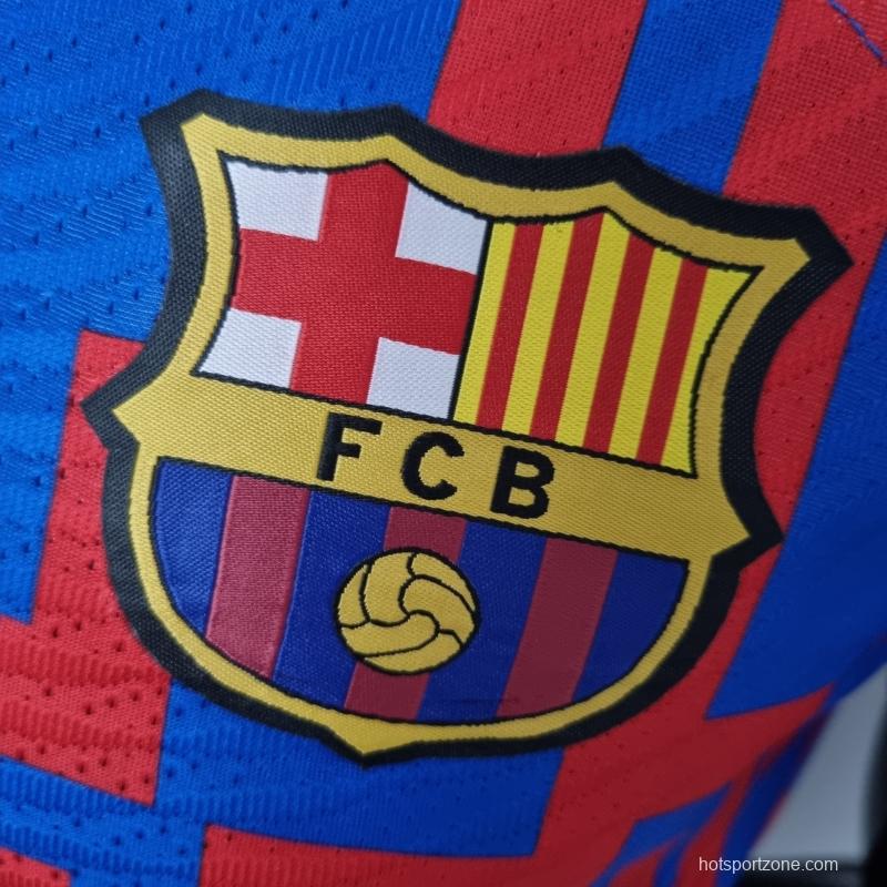 22/23 Barcelona Player Version Pre-match Jersey Red and Blue