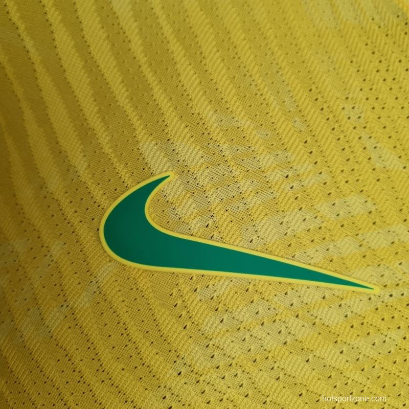 2022 Brazil Player Version Classic Yellow Soccer Jersey