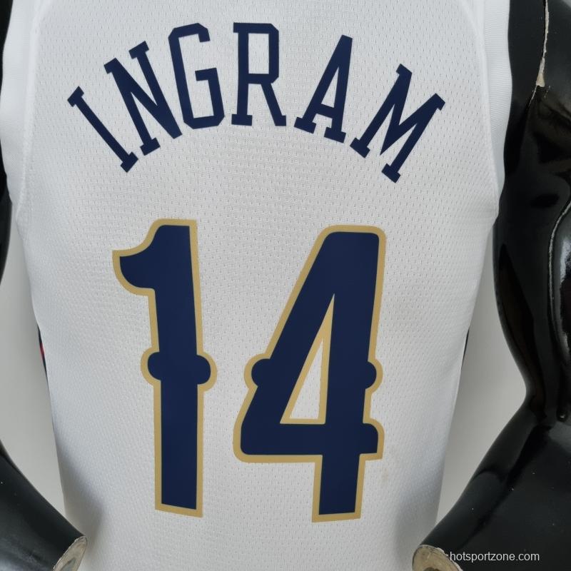 75th Anniversary New Orleans Pelicans Ingram #14 White NBA Jersey