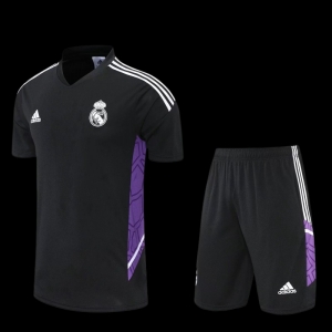 22/23 Real Madrid Black Short Sleeve Training Jersey: