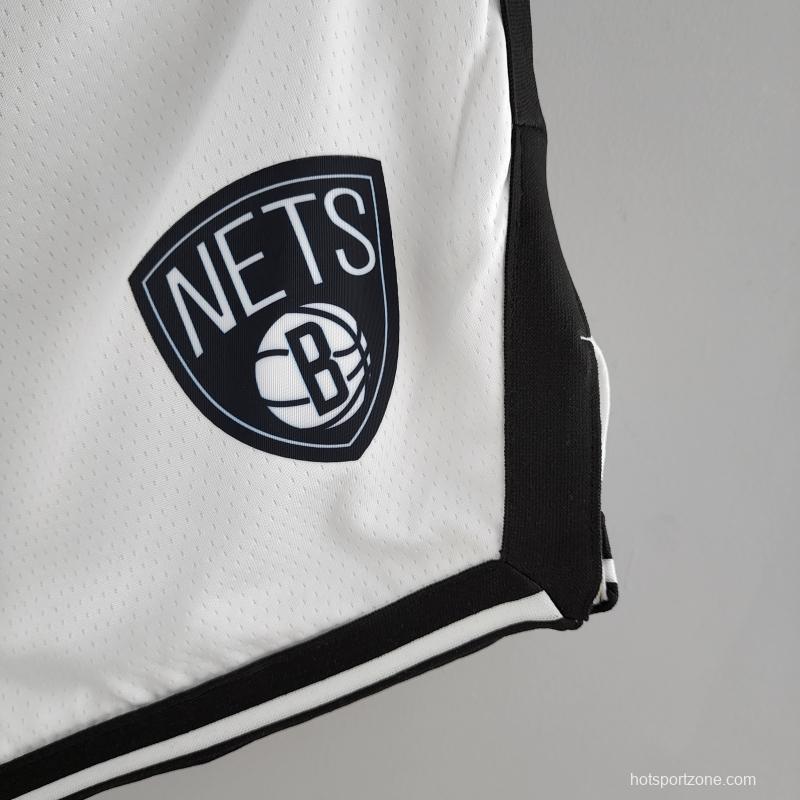 75th Anniversary Brooklyn Nets White NBA Shorts