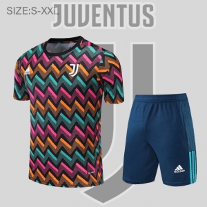 22/23 Juventus Training Jersey Short Sleeve Kit Colorful Plaid