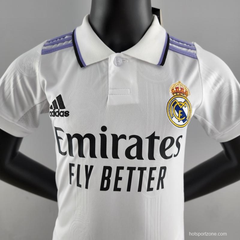 22/23 Kids Kit Real Madrid Home Size：16-28 Soccer Jersey