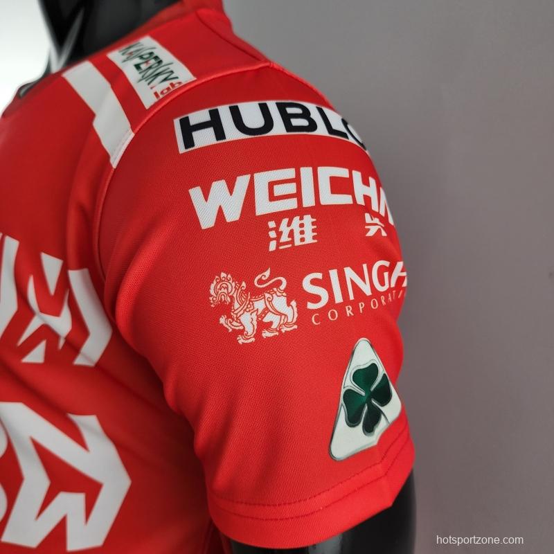 2022 F1 Ferrari  RED T-shirts Full Sponsor #0007