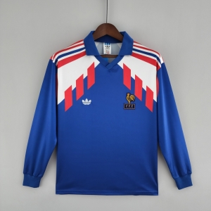 Retro Long Sleeve 88/90 France Home Soccer Jersey