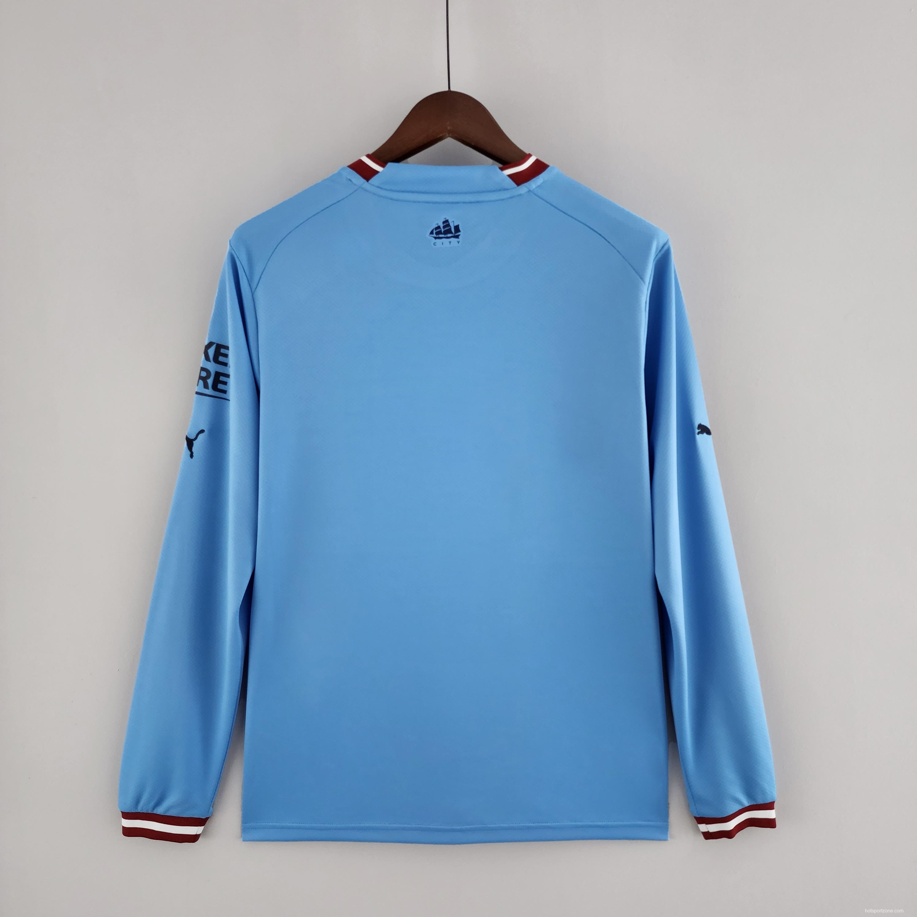 22/23 Long Sleeve Manchester City Home Soccer Jersey