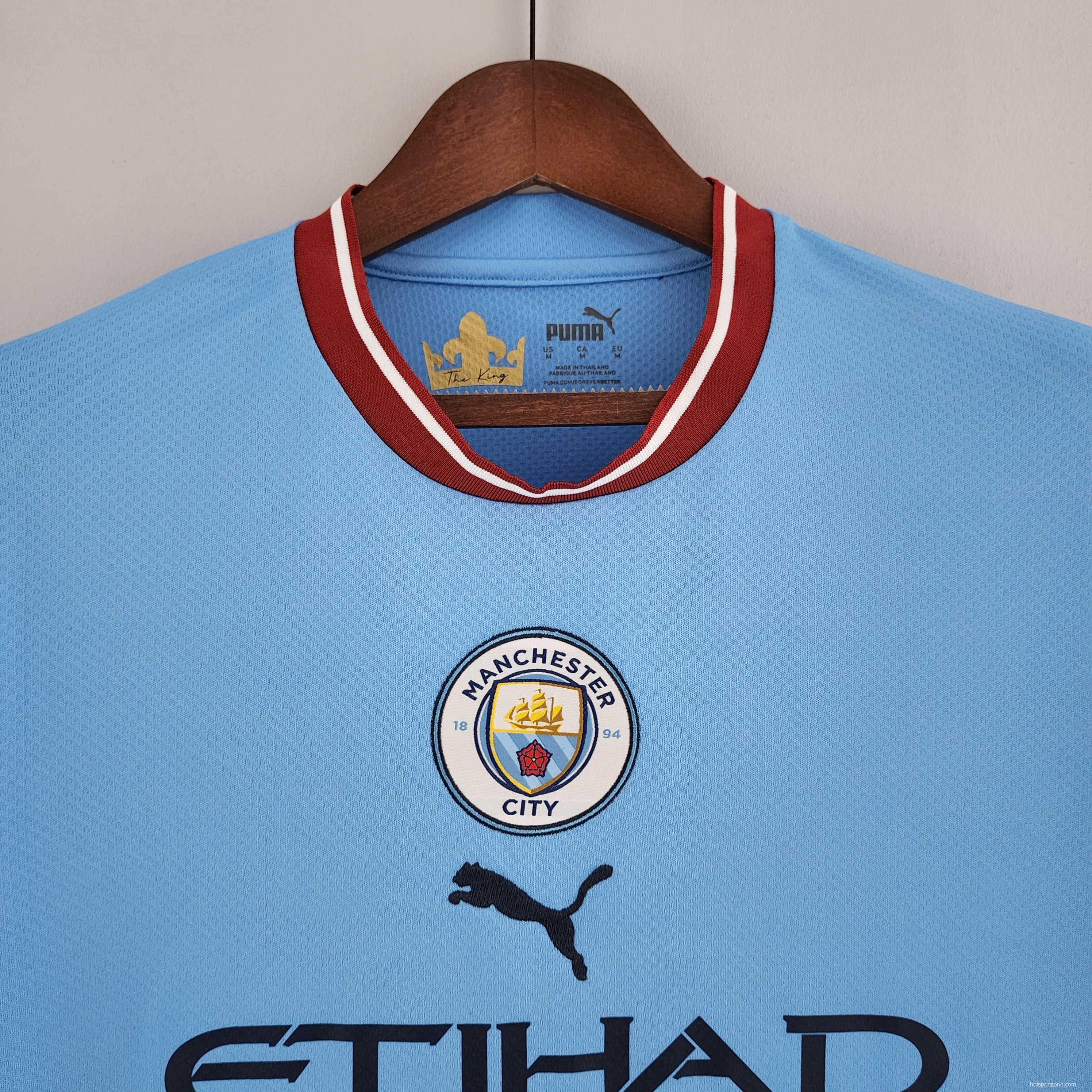 22/23 Long Sleeve Manchester City Home Soccer Jersey