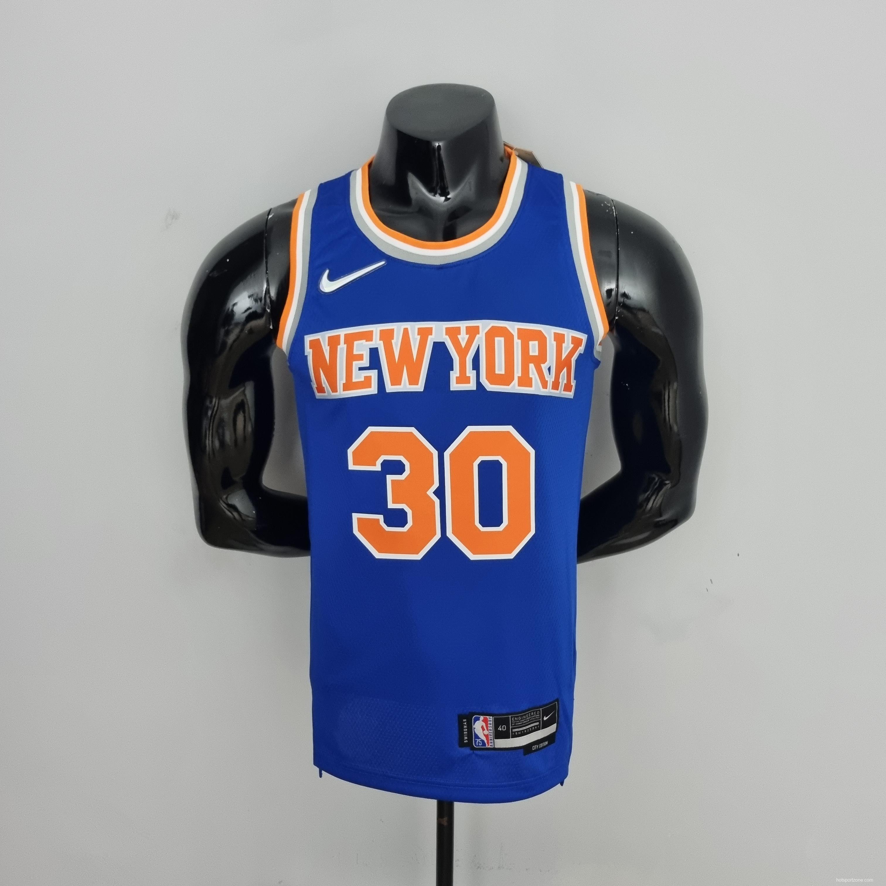 75th Anniversary Randle #30 New York Knicks Blue NBA Jersey