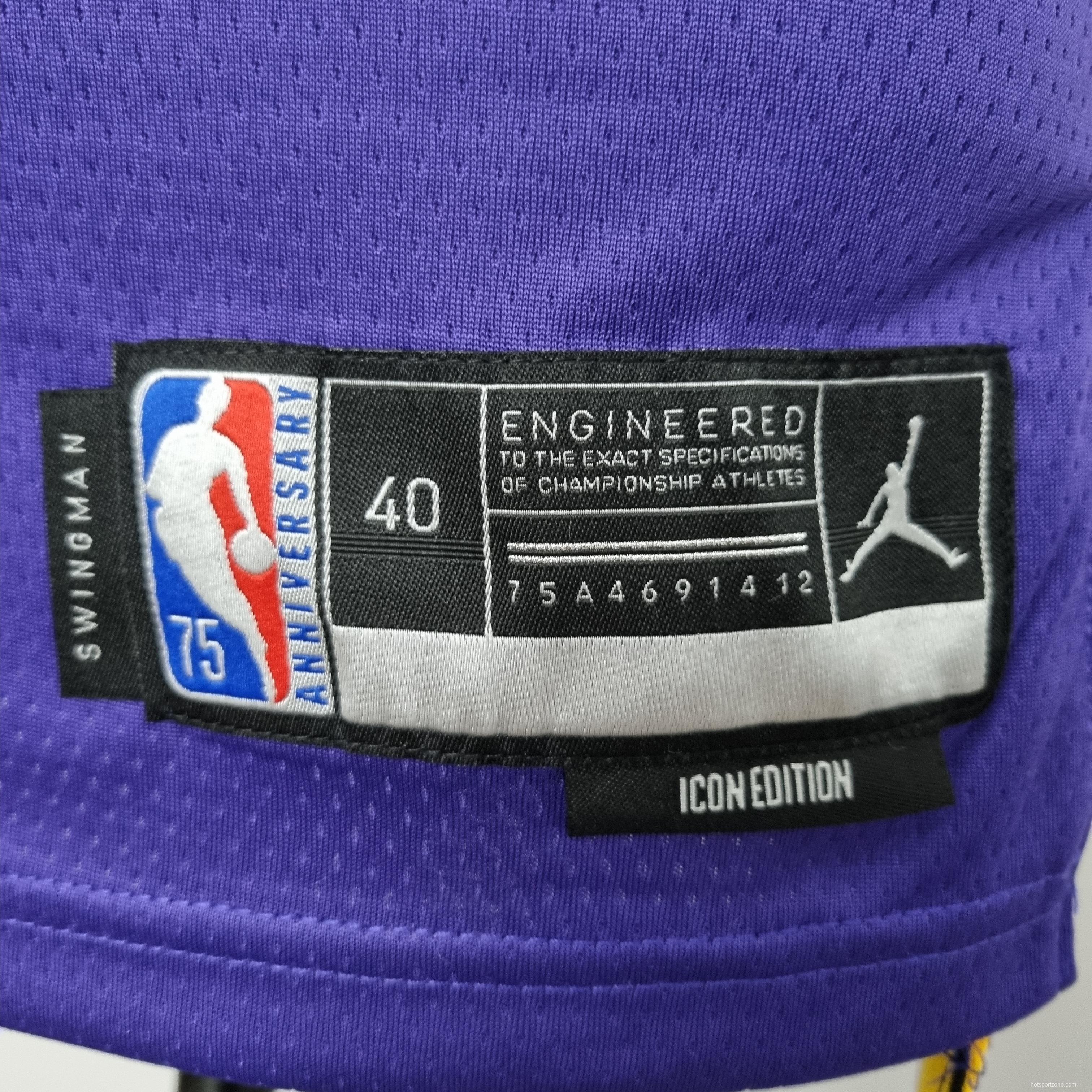 75th Anniversary BRYANT#8 Los Angeles Lakers Jordan Purple NBA Jersey