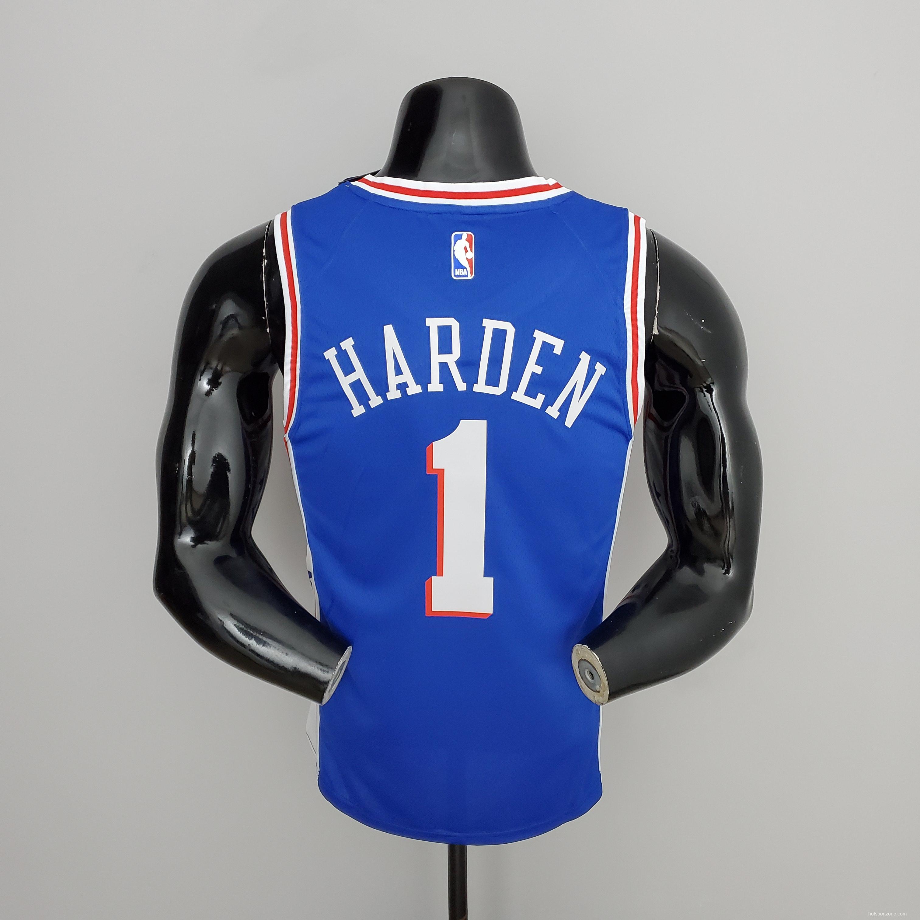 NBA 76ers Harden #1 V-Neck Blue